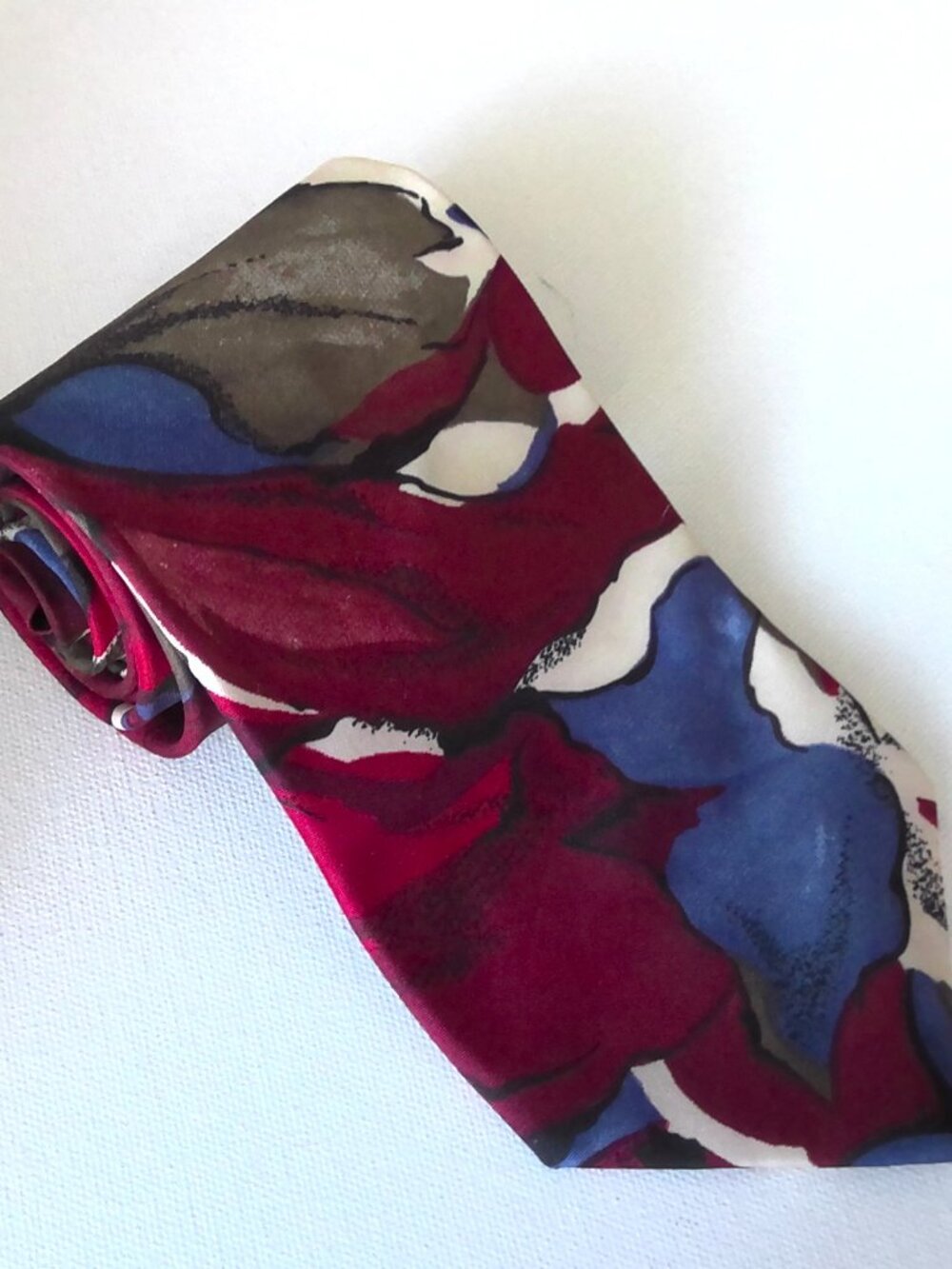 VTG David Bryan Watercolor Floral Neck Tie Retro Streetwear Rock & Roll Short